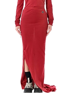 Moncler + Rick Owens Drawstring Ruched Maxi Skirt
