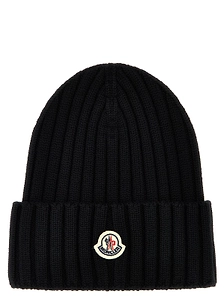 Moncler Logo Patch Ribbed Beanie