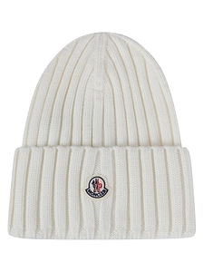 Moncler Logo Patch Ribbed Beanie