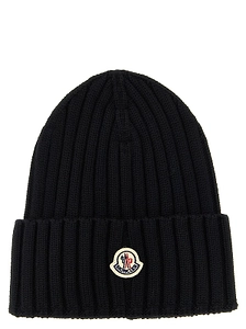 Moncler Logo Patch Ribbed Beanie