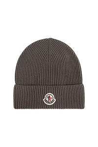 Moncler Logo Patch Ribbed Beanie