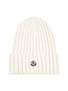 Moncler Logo Patch Ribbed Beanie