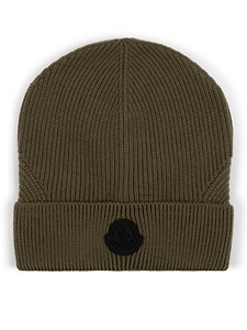 Moncler Logo Patch Ribbed Beanie