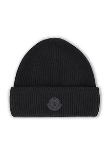 Moncler Logo Patch Ribbed Beanie