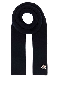 Moncler Logo Patch Ribbed Scarf