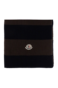 Moncler Logo Patch Striped Scarf