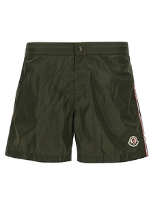 Moncler Logo Patch Stripe Detailed Swim Shorts