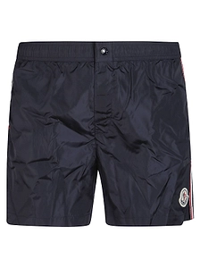 Moncler Logo Patch Stripe Detailed Swim Shorts