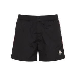 Moncler Logo Patch Stripe Detailed Swim Shorts