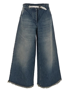 Moncler X Palm Angels Frayed Hem Wide Leg Jeans