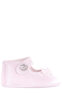 Monnalisa Appliqué Embellished Strapped Crib Shoes