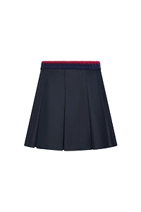 Moncler Pleated Braided-Waist Mini Skirt