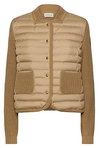 Moncler Quilted Knit Panel Cardigan