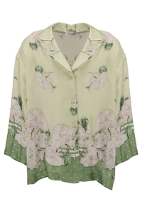 Monnalisa Floral-Printed Polka-Dot Buttoned Shirt