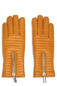 Moorer Quilted Zip Leather Gloves