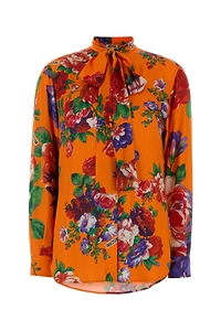 Moschino Floral Printed Tied-Neck Blouse