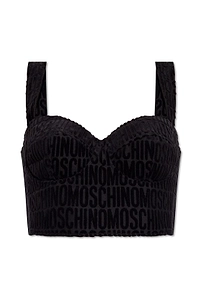 Moschino All-Over Logo Printed Cropped Tank Top