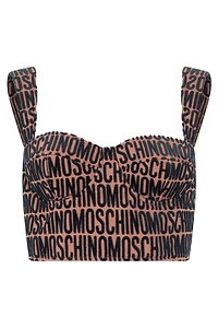 Moschino All-Over Logo Printed Cropped Top