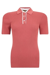 Ophelia Ribbed Knit Polo Top