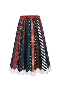 Moschino High Waist Tie-Print Pleated Skirt