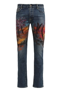 Moorer Paint-Effect Straight-Leg Jeans