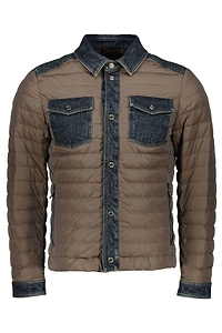 Moorer Quilted Denim-Trim Down Jacket