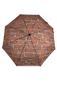 Moschino Brick Printed Folding Umbrella