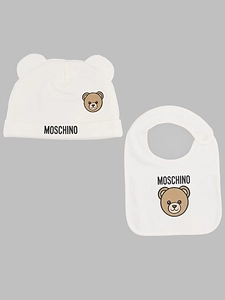 Moschino Kids Logo Bear Hat And Bib Set