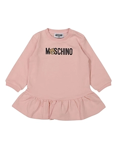 Moschino Kids Logo-Print Crewneck Ruffled Dress