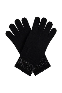 Moschino Logo Lurex Knitted Gloves