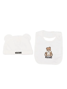 Moschino Kids Teddy Bear Beanie And Bib Set