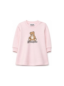 Moschino Kids Teddy Bear Logo Printed Crewneck Dress