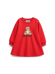 Moschino Kids Teddy Bear Logo Printed Crewneck Dress