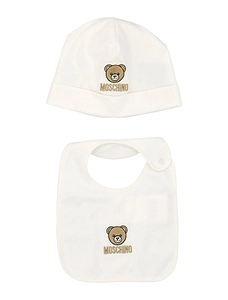 Moschino Kids Teddy Bear Printed Hat And Bib Set