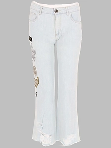 Mr & Mrs Italy Embroidered Distressed Jeans