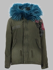 Printed Fur-Trim Hooded Jacket