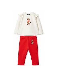 Moschino Kids Teddy Bear Ruffled Crewneck Babygrow Set