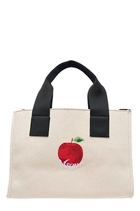 Msgm Apple Embroidered Small Top Handle Bag
