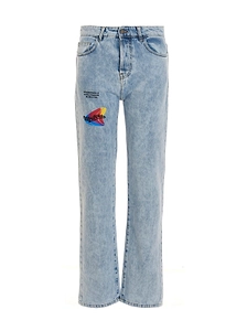 Msftsrep Contrast Print Straight-Leg Jeans