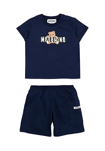 Moschino Kids Teddy Logo Printed Crewneck Babygrow Set