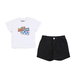 Moschino Kids Two-Toned Teddy Graphic Short Set