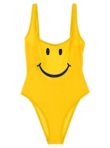 Smiley Face Printed One-Piece Swimsuit