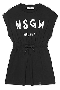 Msgm Kids Logo-Printed Drawstring Dress