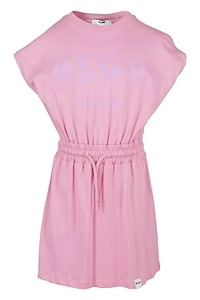 Msgm Kids Logo-Printed Drawstring Dress