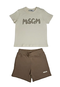 Msgm Kids Logo Printed Short Tracksuit Set