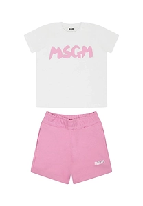 Msgm Kids Logo Printed Short Tracksuit Set