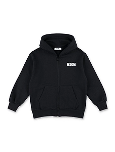 Msgm Kids Logo Printed Zip-Up Hoodie