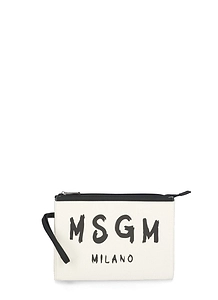 Msgm Kids Logo-Printed Zipped Clutch Bag
