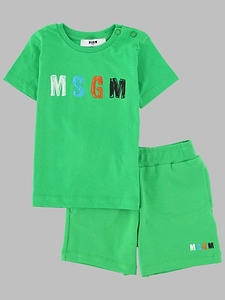 Msgm Kids Logo T-Shirt And Shorts Suit