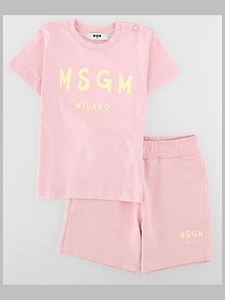 Msgm Kids Logo T-Shirt And Shorts Suit